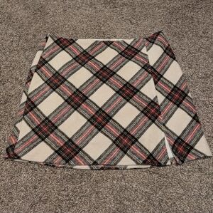 Vici Plaid Mini Skirt in Cream and Pink-NWOT